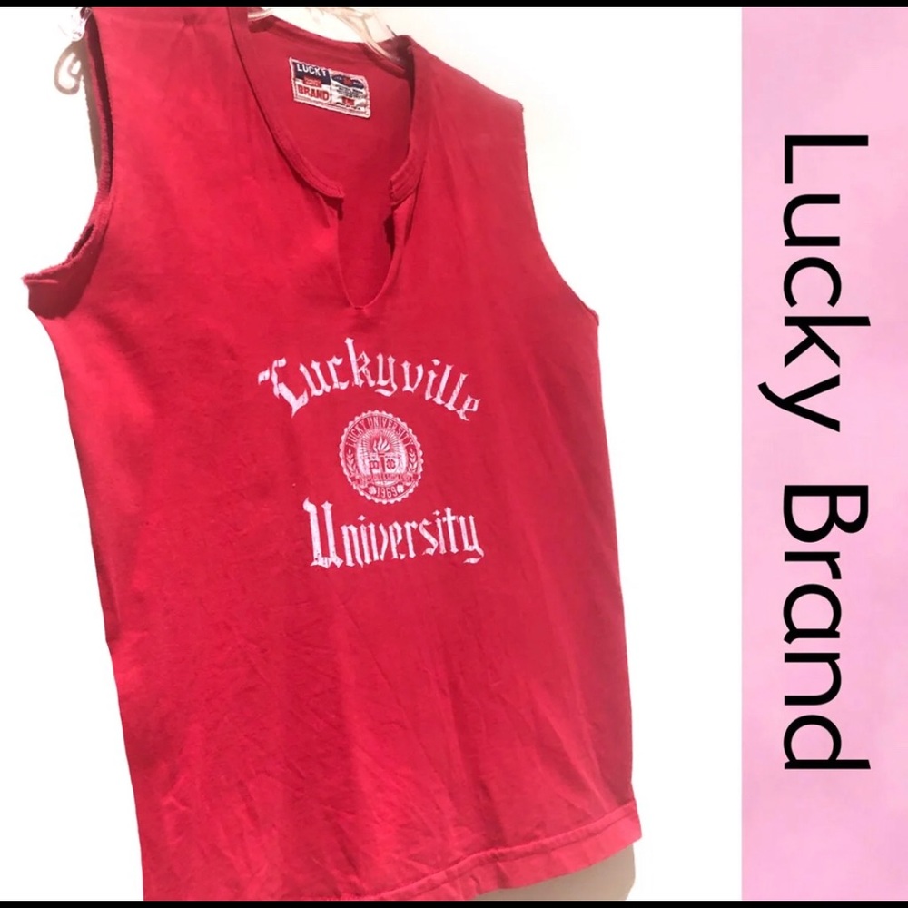 💥3/$15 with $5.95 shipping LUCKY BRAND Luckyville University Tee Large